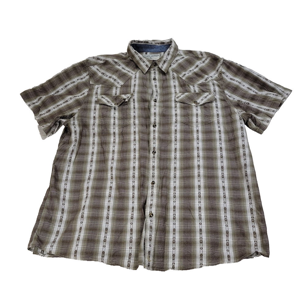 Cody James Shirt Mens Size XXL Brown Long Sleeve Pearl Snap Brown Plaid Western